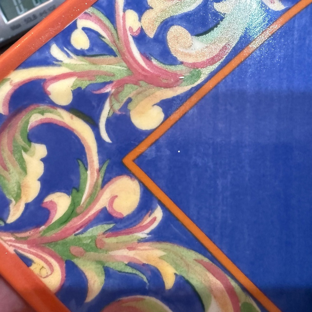 Pfaltzgraff Villa della Luna Ceramic Napkin Holder Orange Blue Whimsical 2004 - Picture 10 of 12